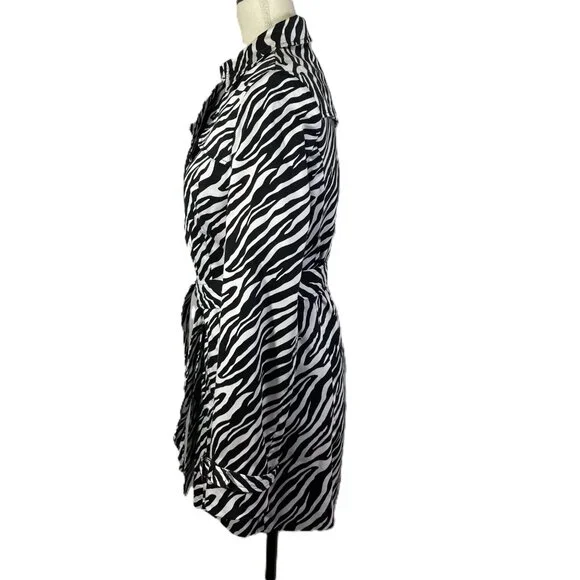 Vertigo Paris Zebra Print Trench Black White Cotton Stretch Size M - Picture 3 of 15